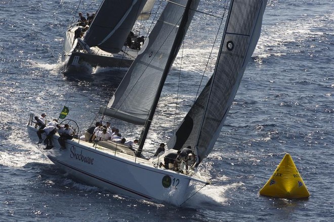 George Sakellaris’ SHOCKWAVE and Niklas Zennström RAN 2 - Maxi Yacht Rolex Cup 2012 &copy;  Rolex / Carlo Borlenghi http://www.carloborlenghi.net